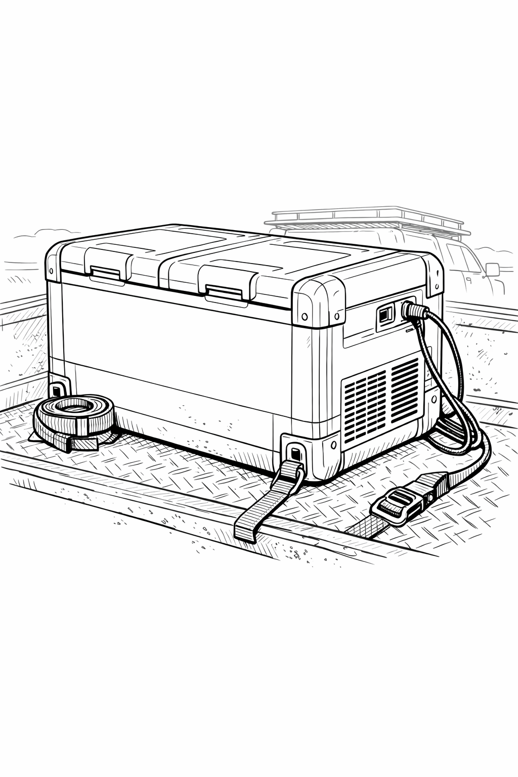 Dometic CFX3 75DZ portable fridge freezer overland line art coloring page