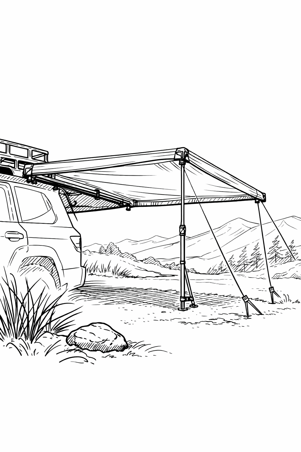 Eezi-Awn K9 Rooftop Awning Overland Scene Coloring Page