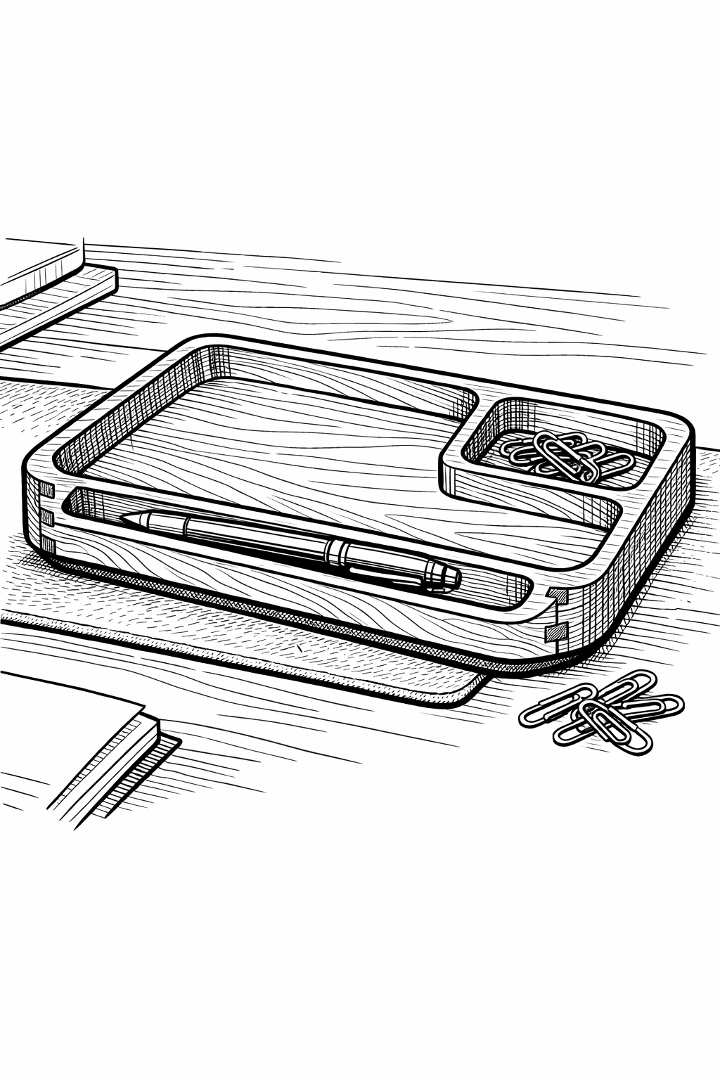 Grovemade Walnut Desk Tray Detail Coloring Page