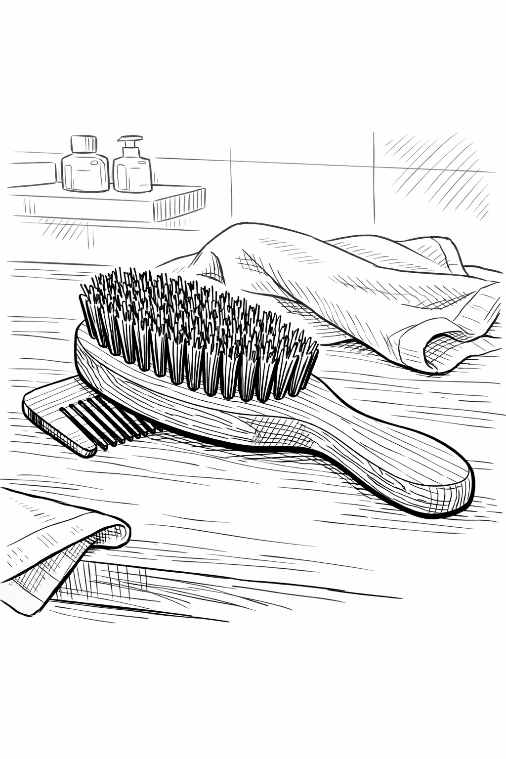 Kent Boar Bristle Beard Brush Still-Life Coloring Page
