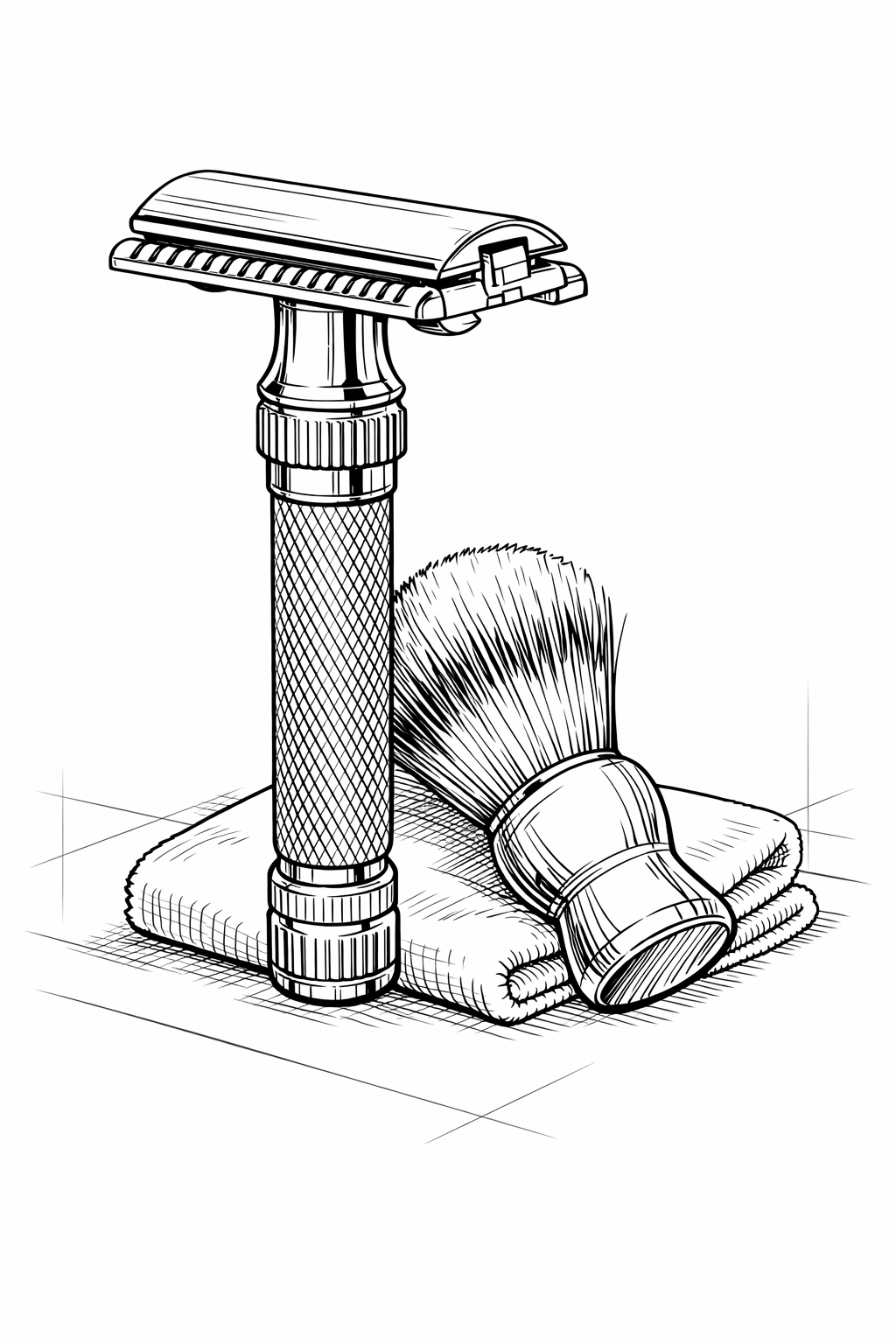 Merkur 34C Safety Razor Closeup Still-Life Coloring Page
