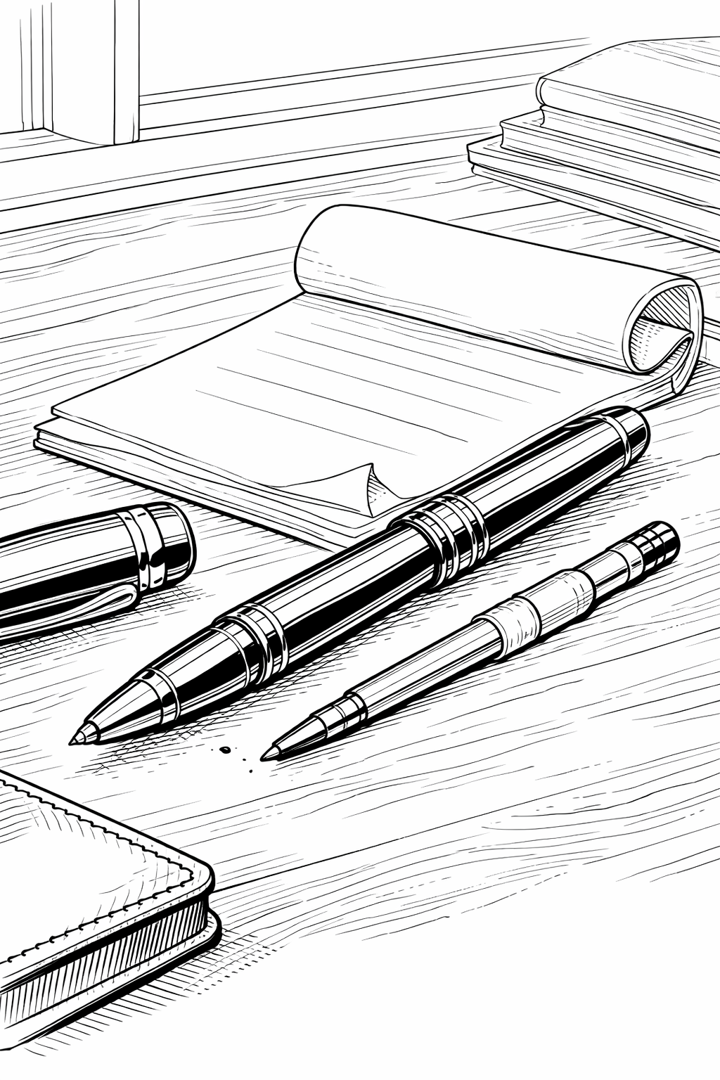 Montblanc Meisterstück LeGrand Rollerball Pen Closeup Line Art Coloring Page