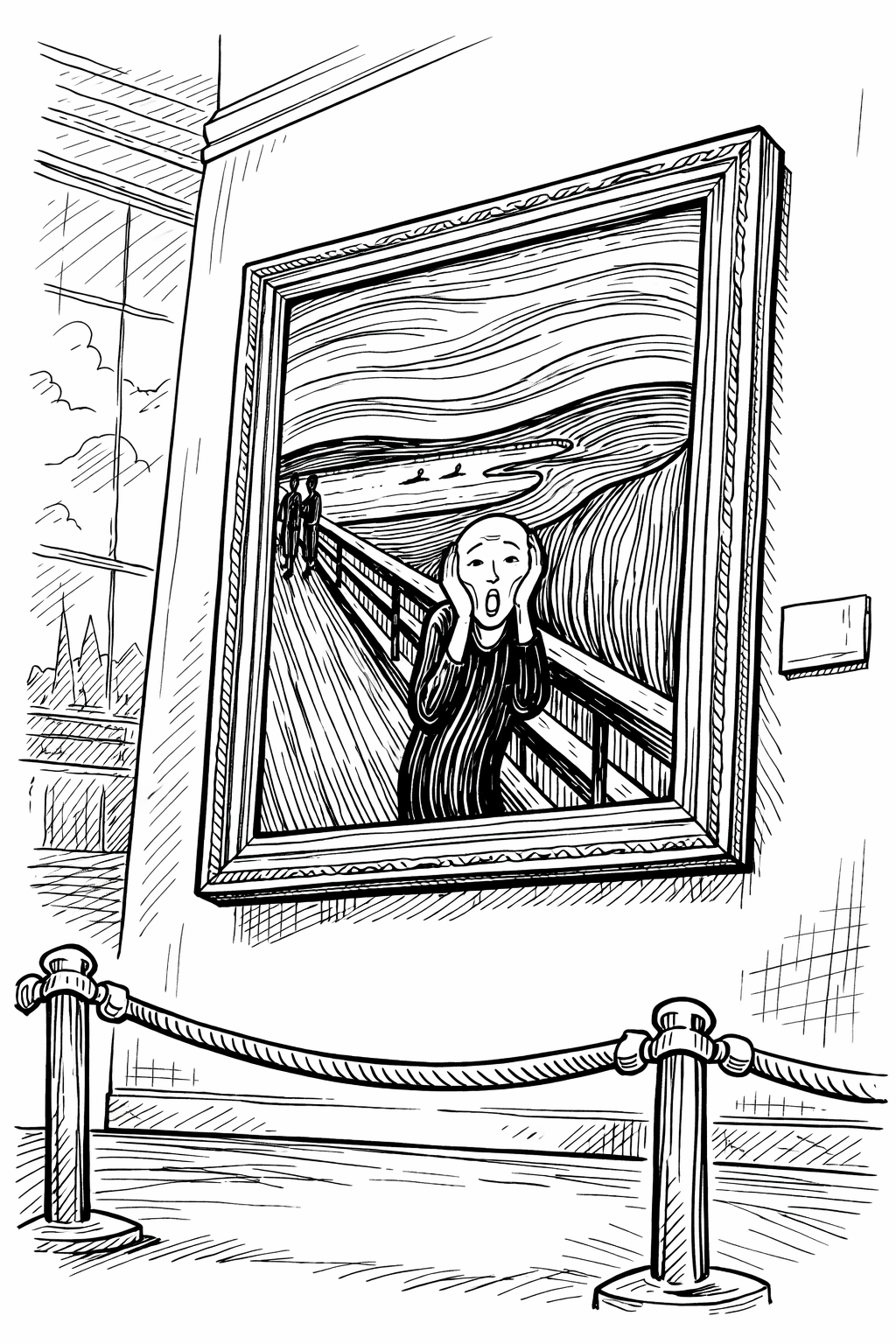 Munch’s The Scream Museum Study — Line Art Coloring Page