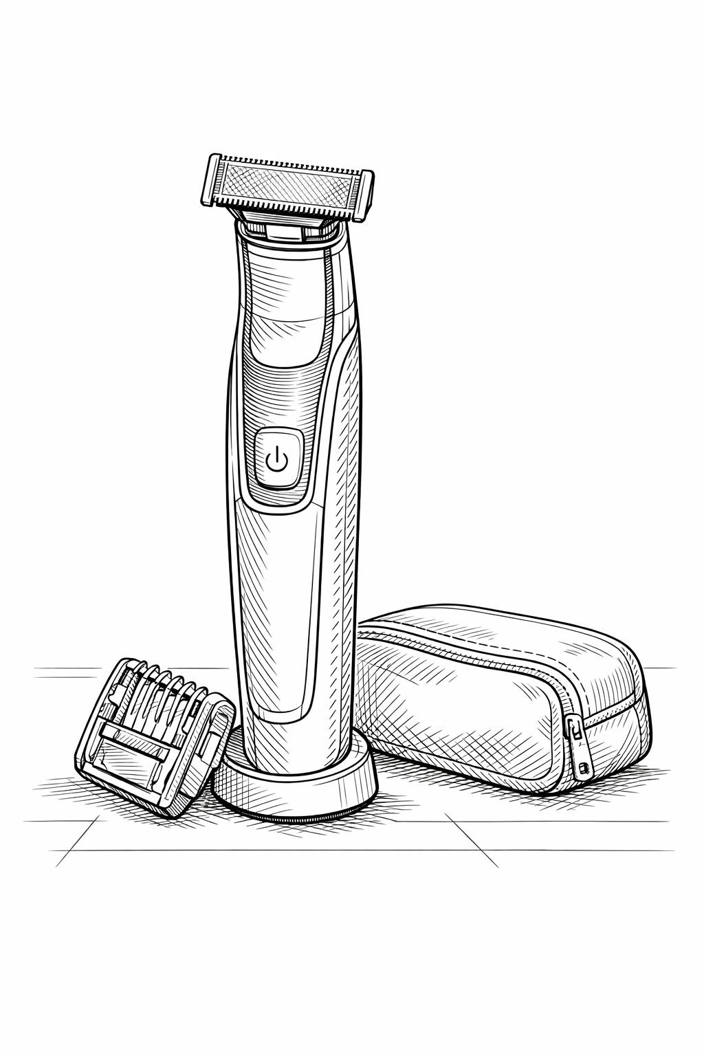 Philips OneBlade beard trimmer portrait line art for adult coloring