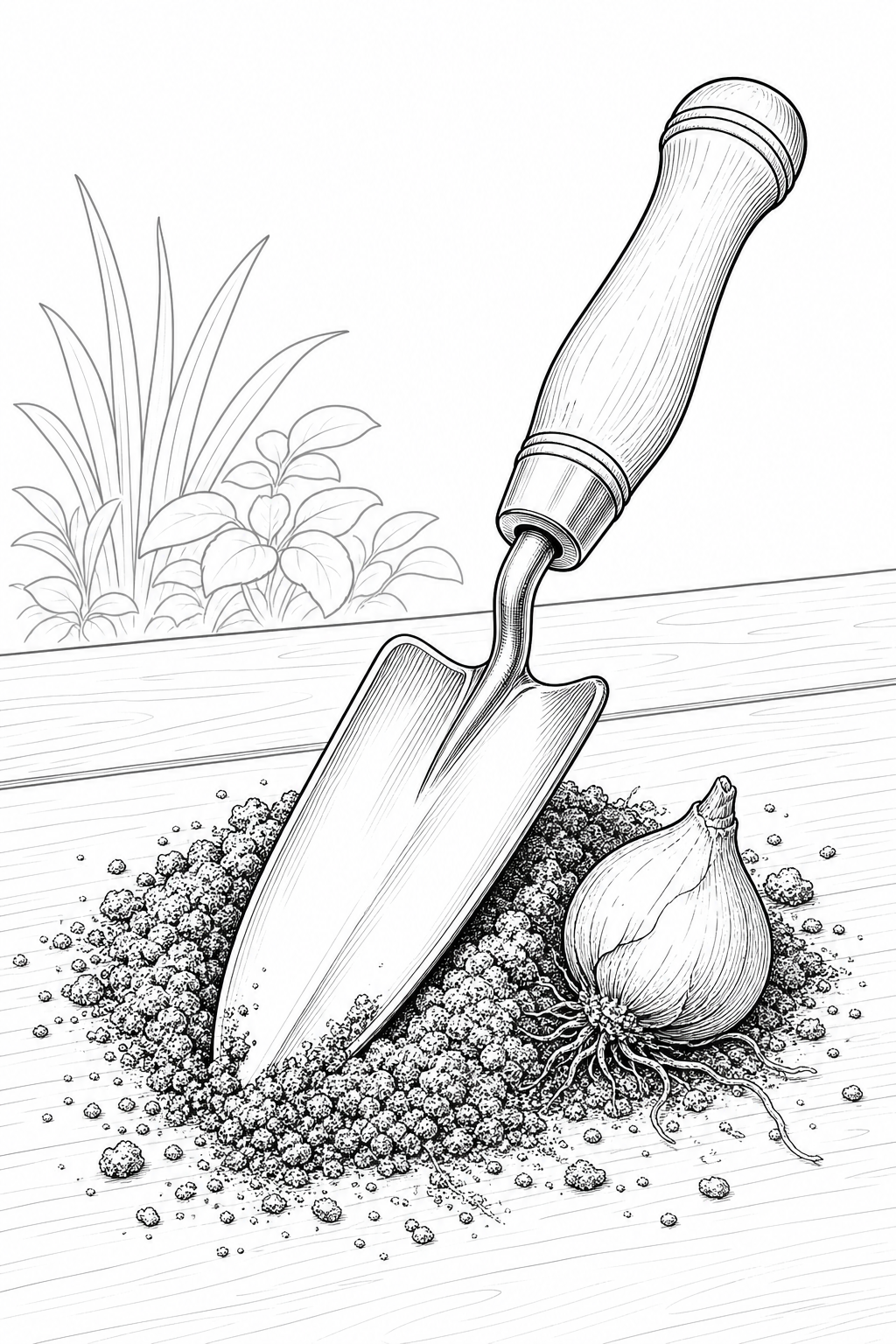 Sneeboer Stainless Planting Trowel Detailed Gardening Coloring Page