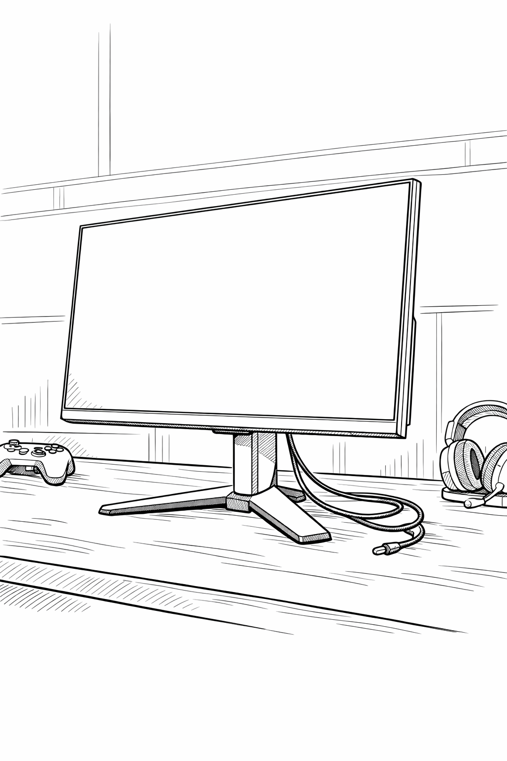 Sony INZONE M9 Gaming Monitor Technical Line Art Coloring Page