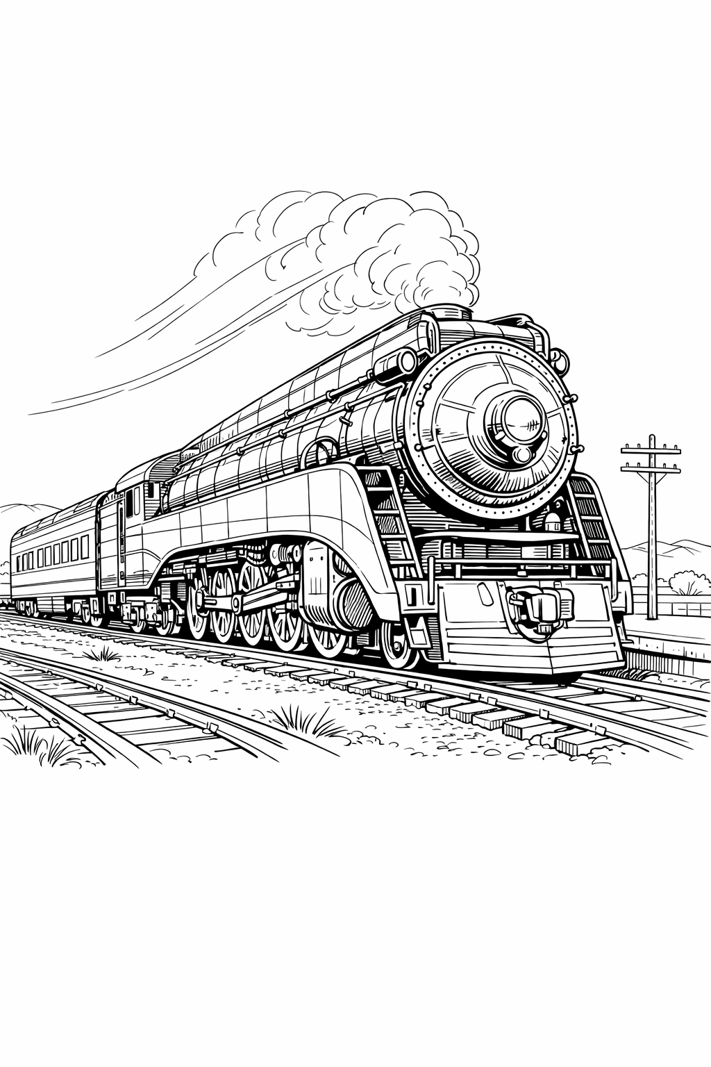 Southern Pacific GS-4 Daylight steam locomotive coloring page