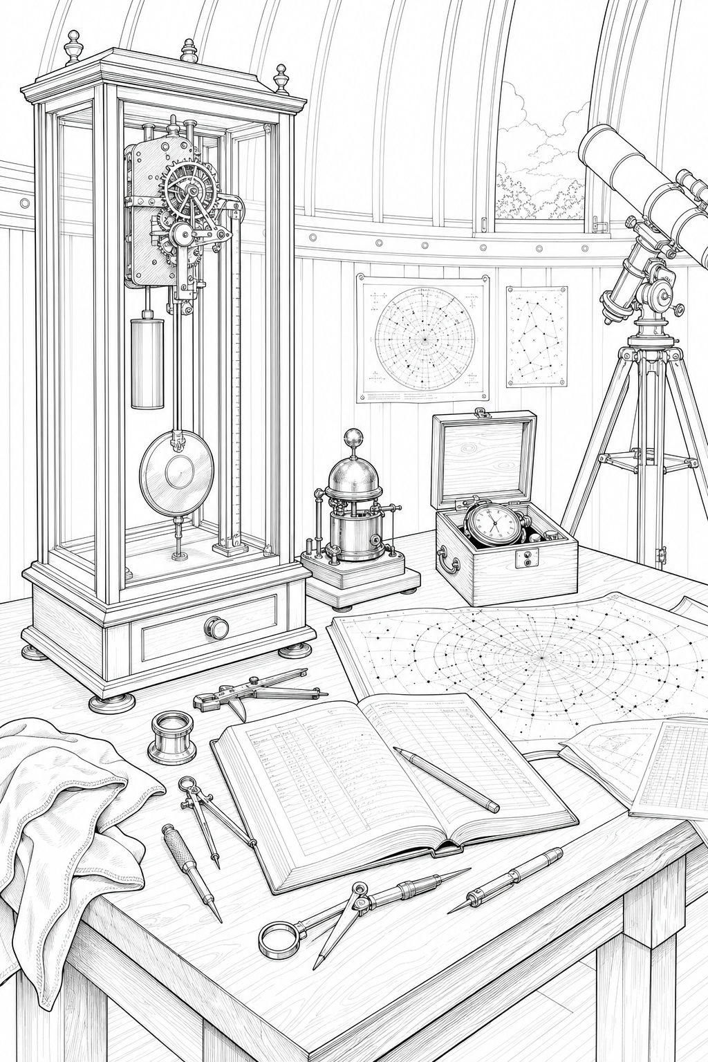 Observatory Regulator Table Study — Horology and Astronomical Timing Illustration