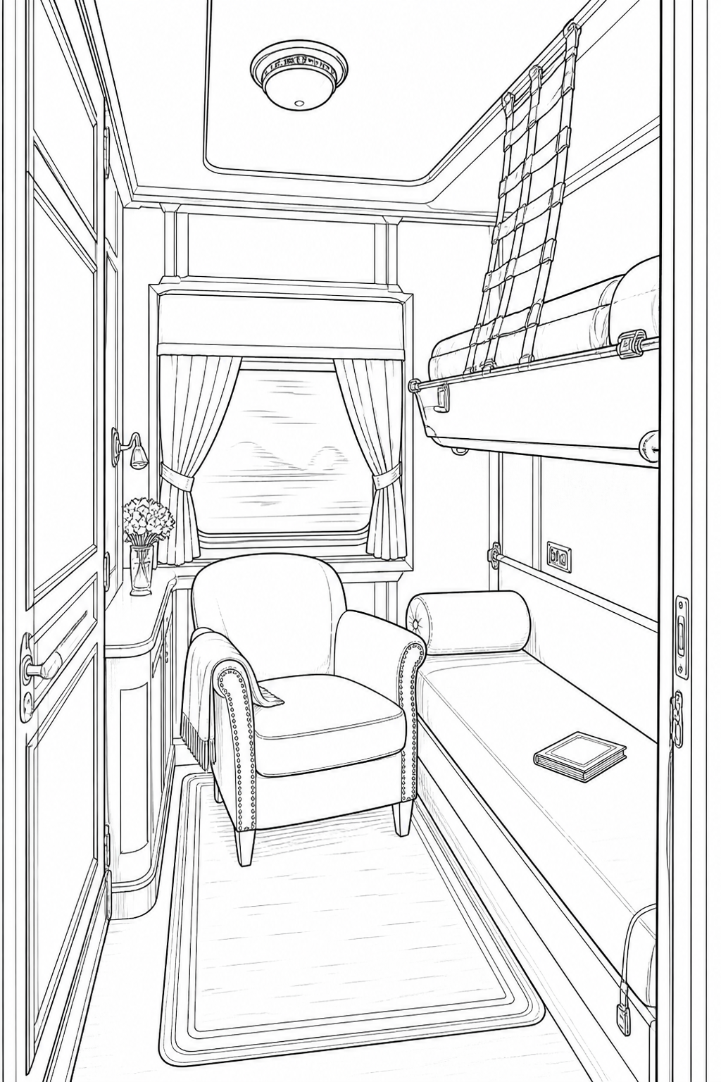 20th Century Limited Private Drawing Room Coloring Study