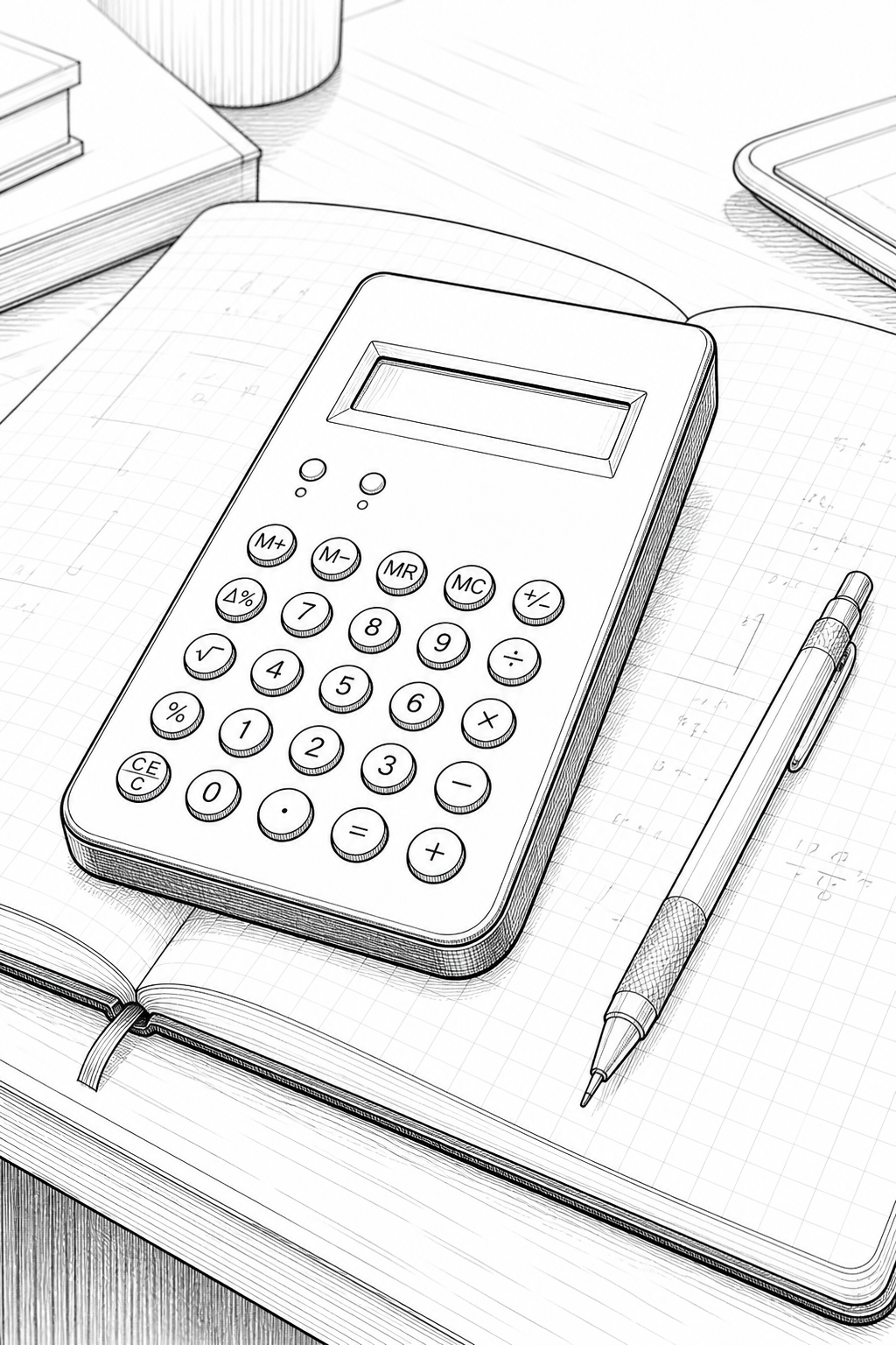 Braun ET66 Calculator Sketchbook Desk Study Coloring Page