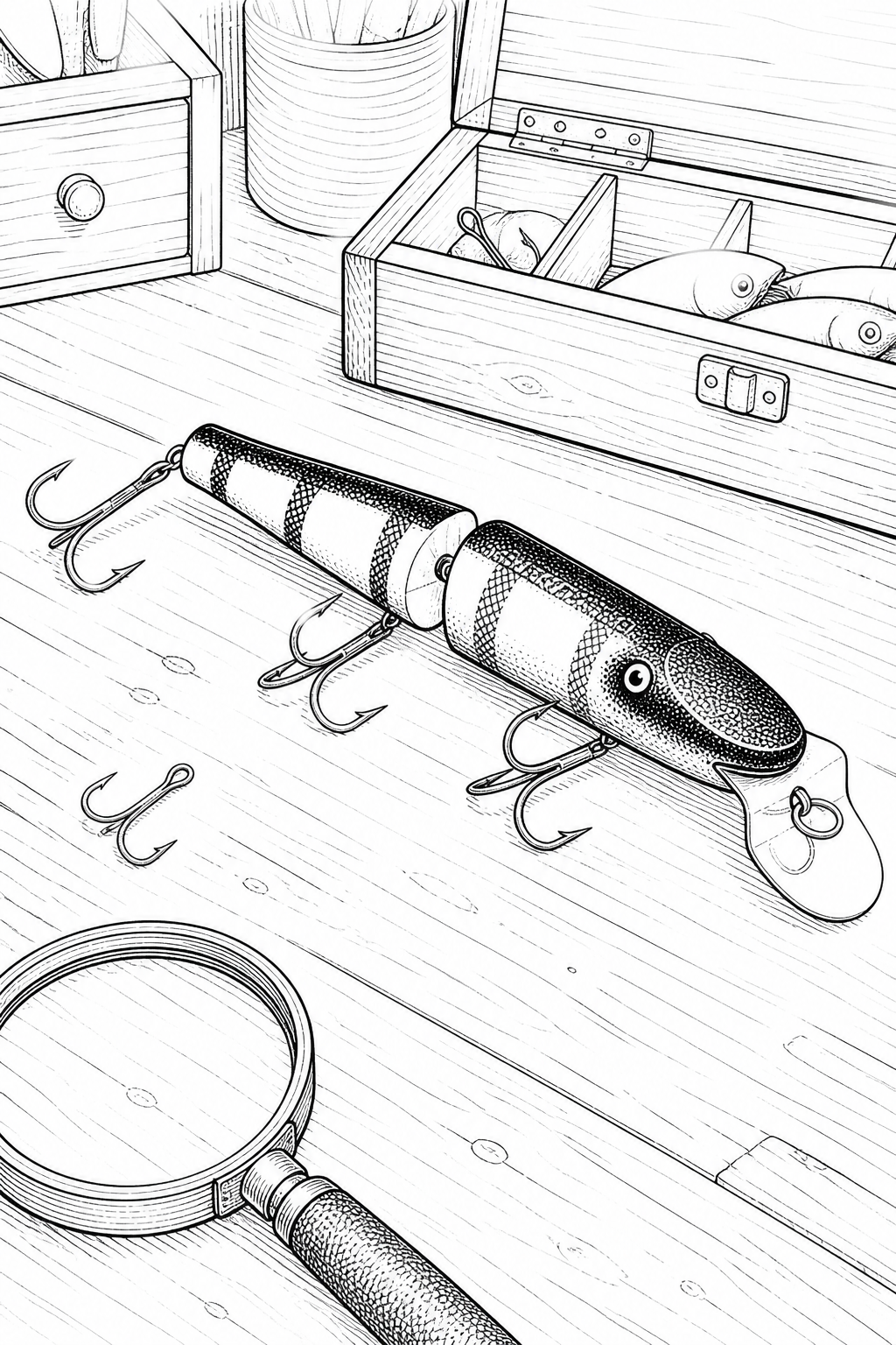 Creek Chub Pikie Lure Collector’s Worktable Illustration