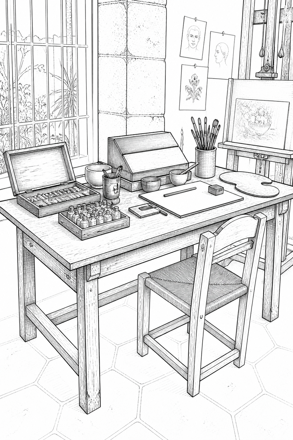 Frida Kahlo Casa Azul Painting Table Coloring Study