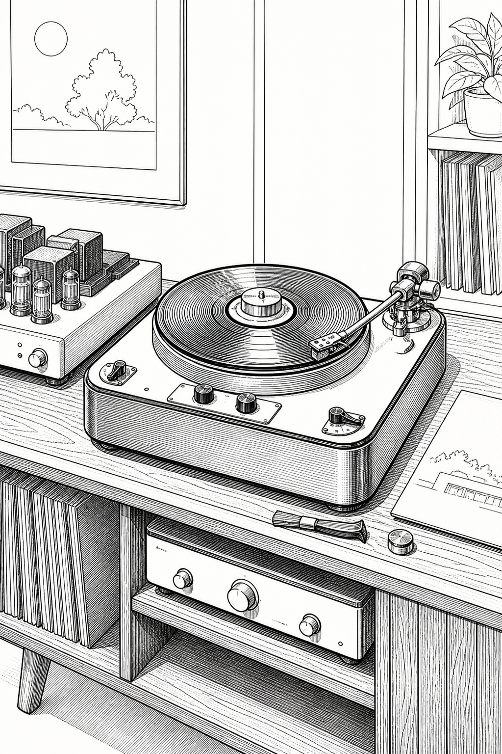 Garrard 301 Listening Station Technical Line Drawing