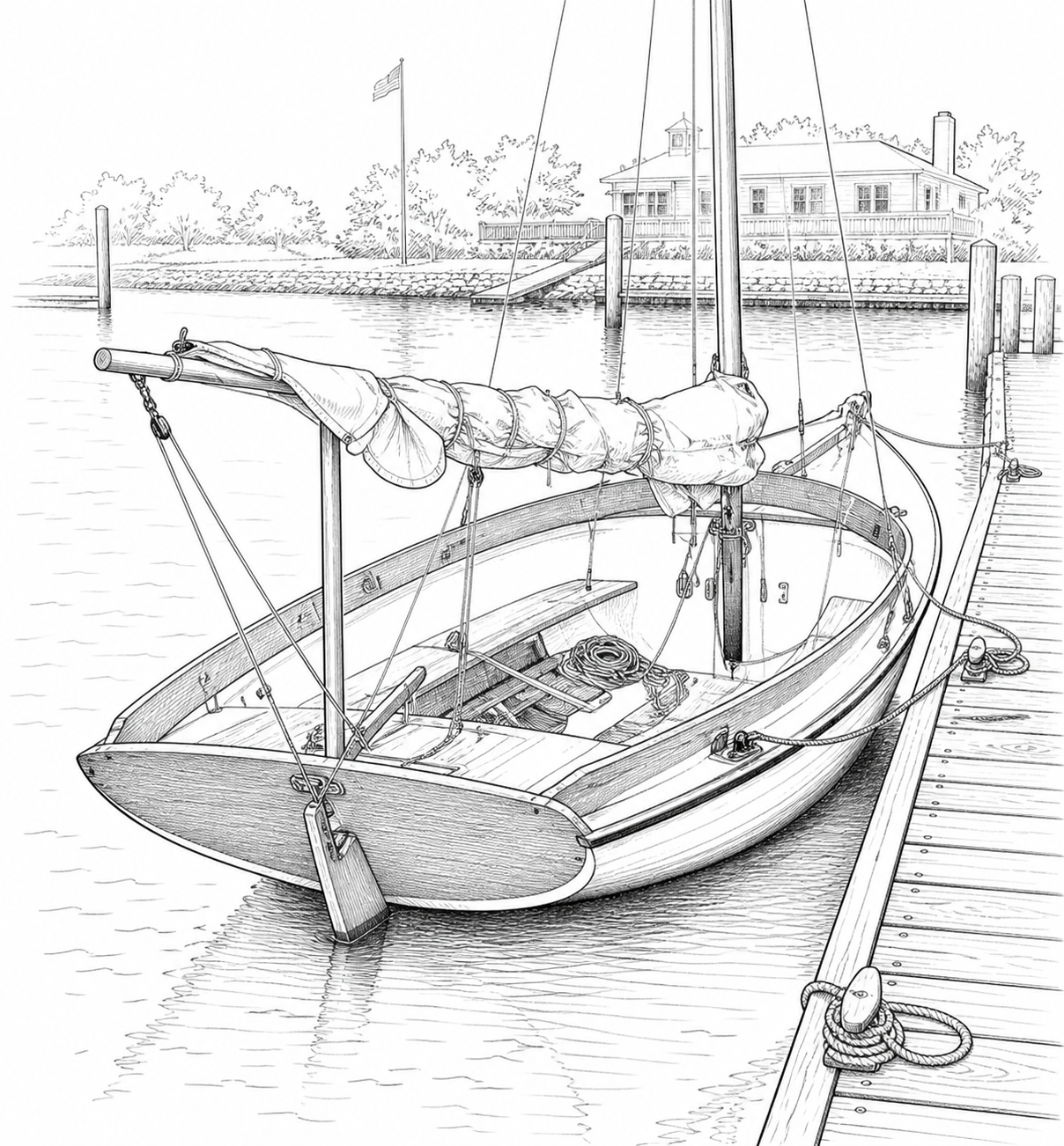 Herreshoff 12½ Classic Daysailer Technical Line Drawing