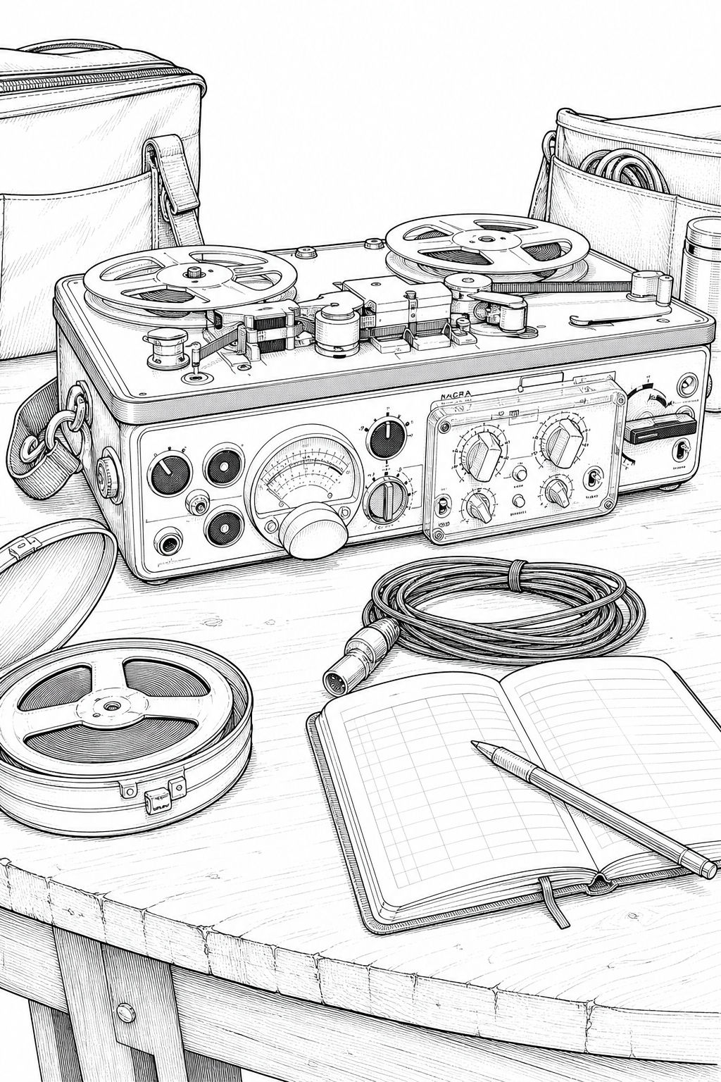 Nagra IV-S Field Recording Station Technical Line Drawing