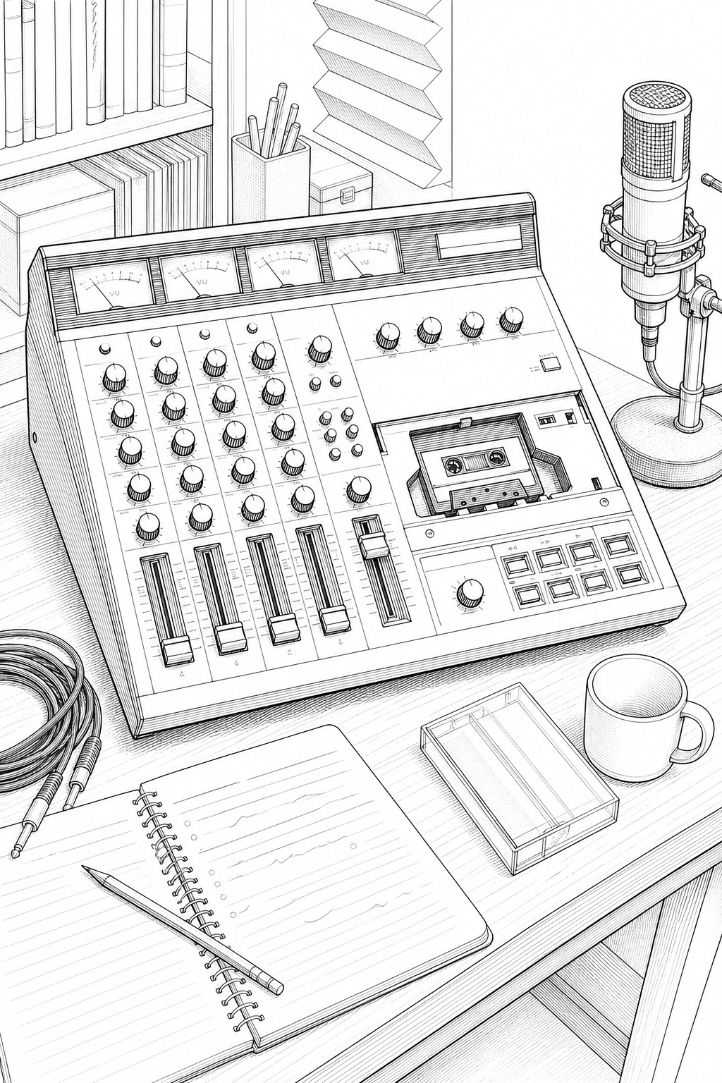 Tascam Portastudio 144 Home Recording Station Coloring Study