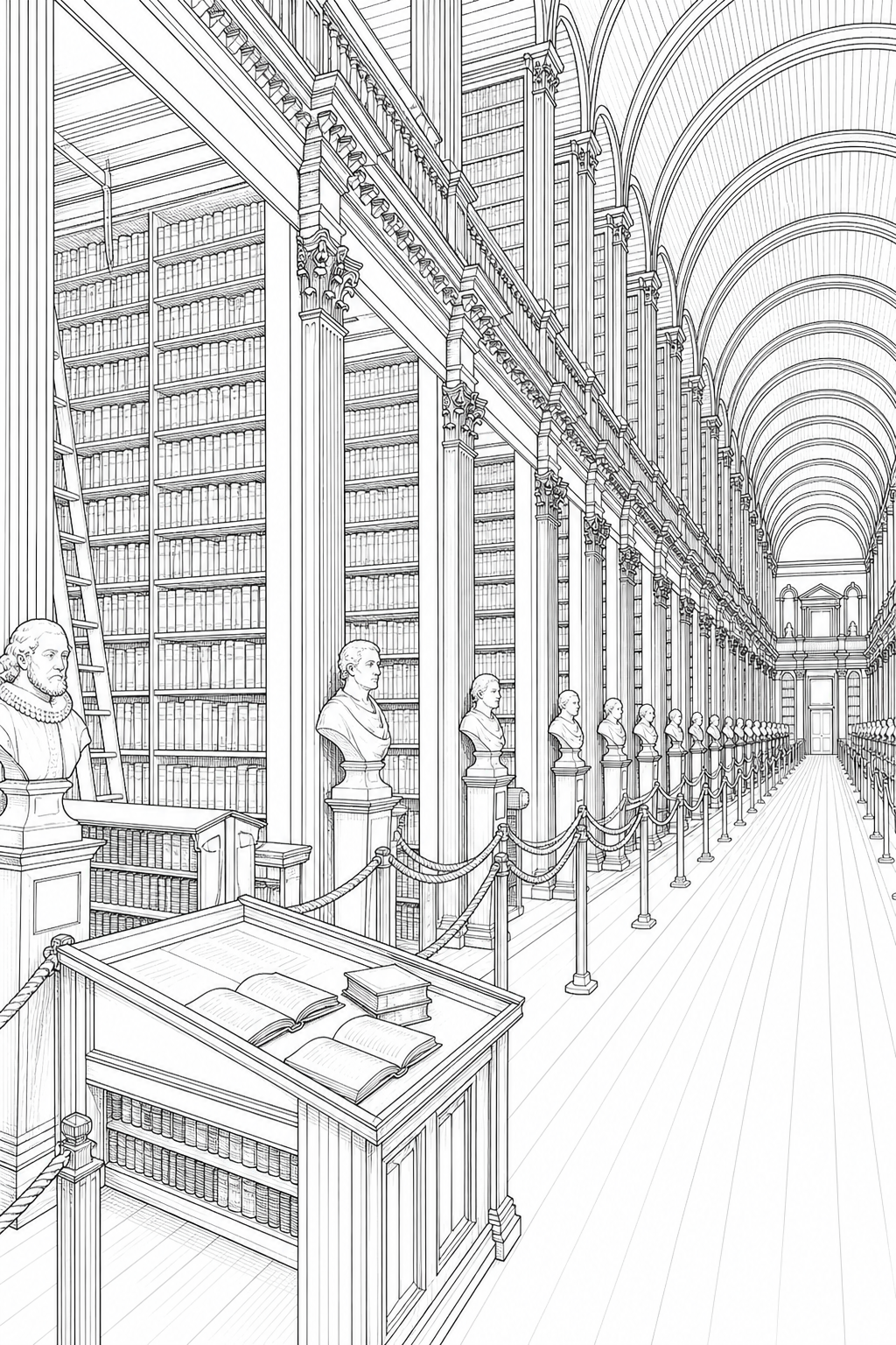Trinity College Long Room Reading Gallery Coloring Study