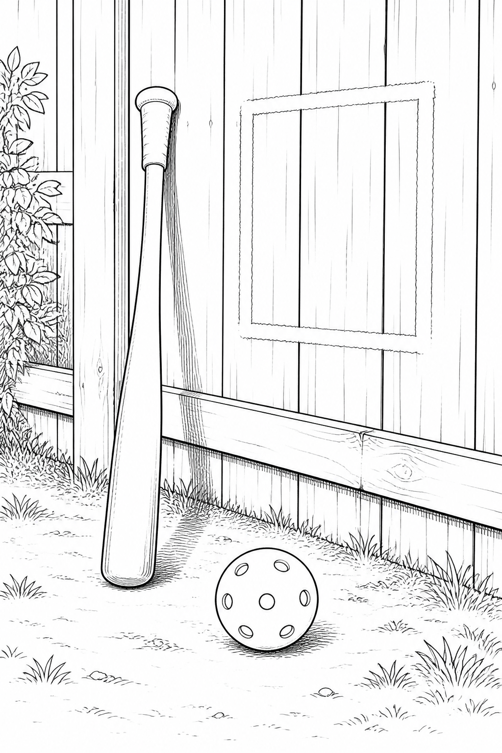 Wiffle Ball Backyard Practice Station Coloring Study