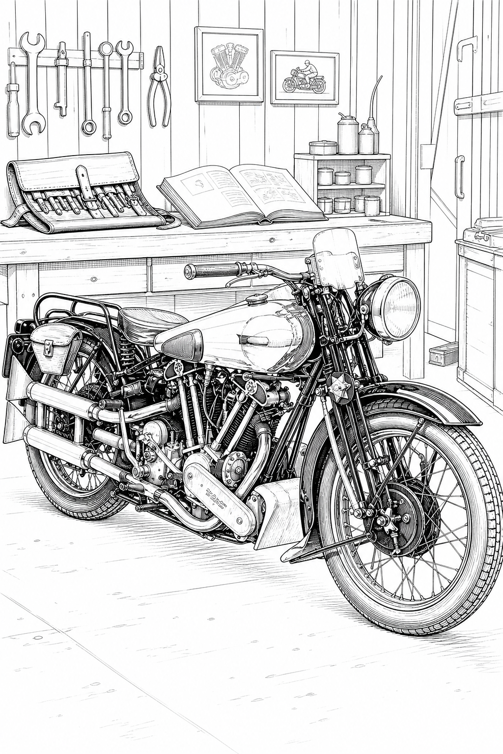 Brough Superior SS100 Collector’s Garage Coloring Study