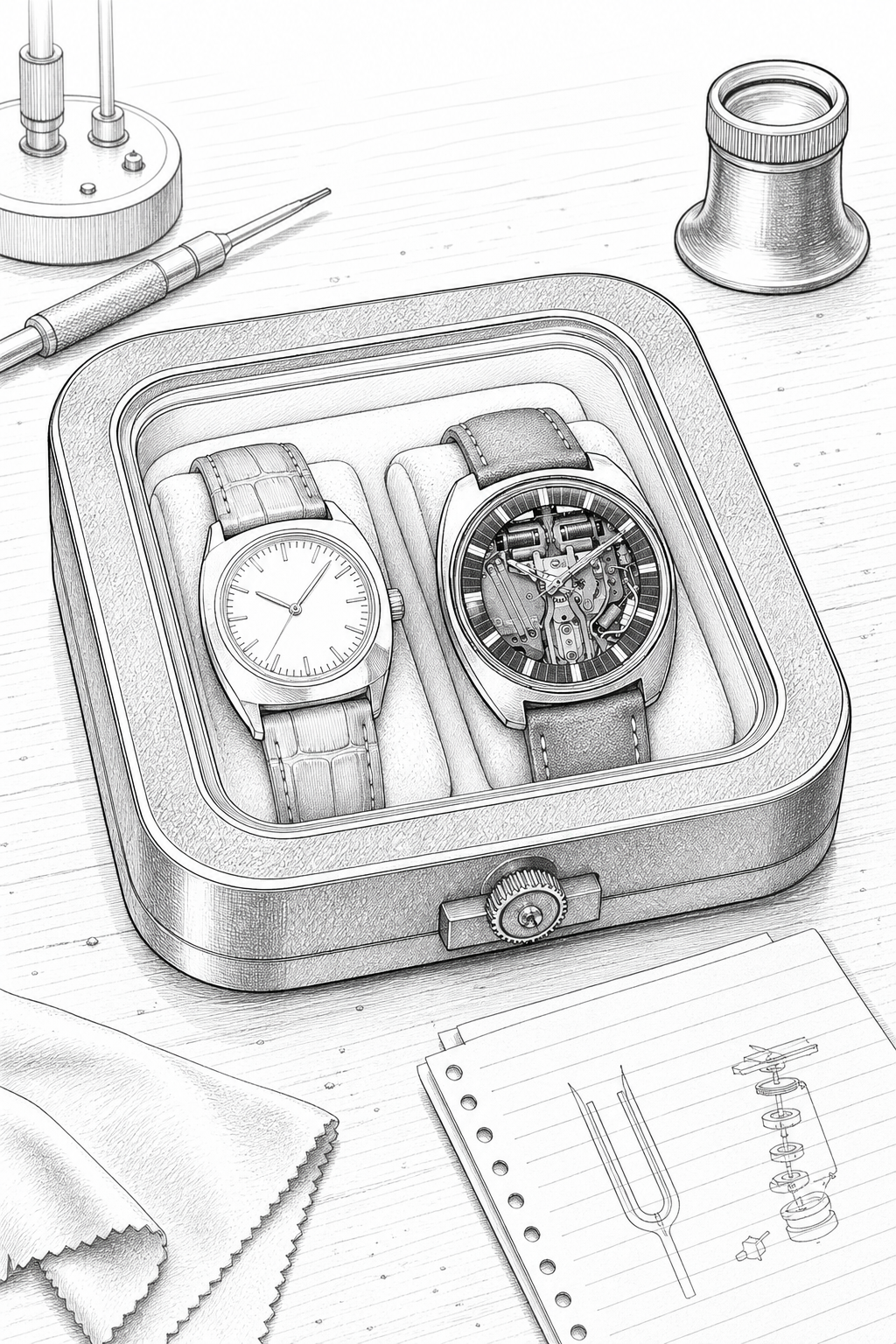Bulova Accutron Collector Tray Horology Study Coloring Page