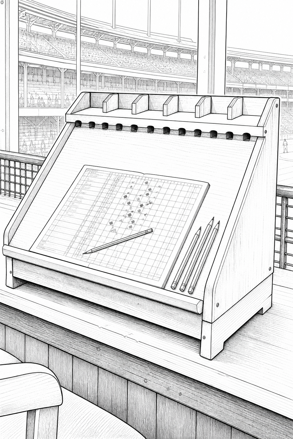 Ebbets Field Official Scorer’s Desk Coloring Study