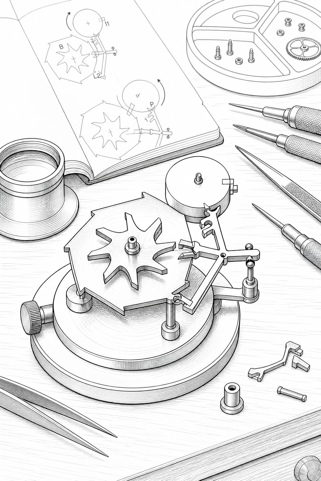 George Daniels Co-Axial Escapement Workbench Study