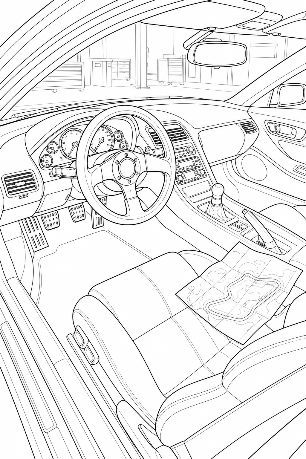 Honda NSX Driver’s Cockpit Technical Line Drawing