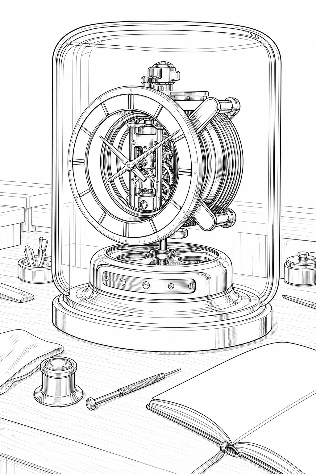 Jaeger-LeCoultre Atmos Clock Movement Technical Study Coloring Page